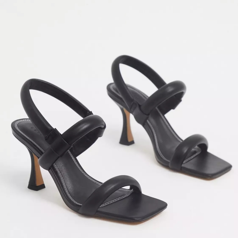 ASOS DESIGN Hickory padded mid-heel sandals in black SOLD OUT
